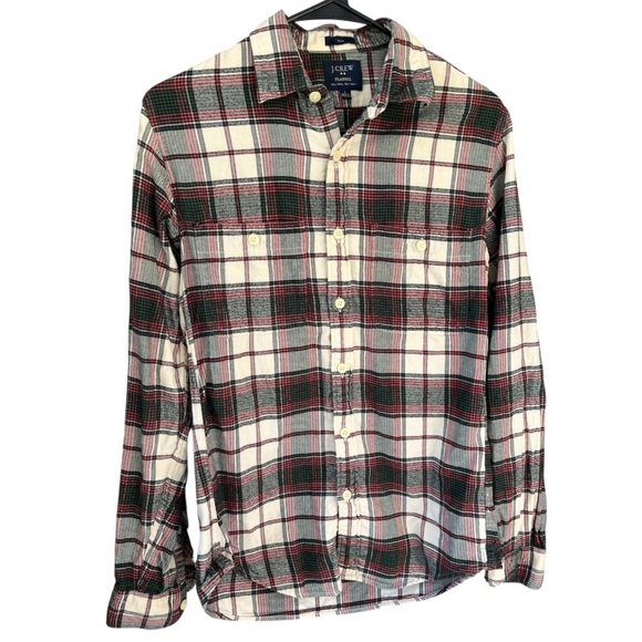 J. Crew Men’s Flannel Plaid Button-Down Shirt, Red Green 100% Cotton, Size S - Picture 1 of 10